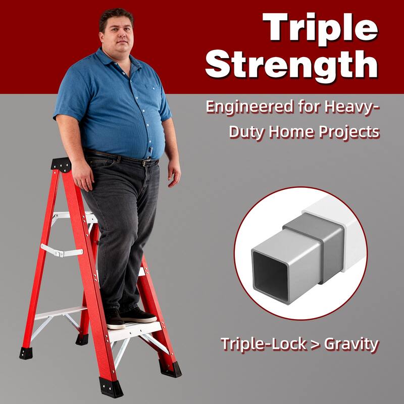 Anmytek Fiberglass Electrician Stepladder 330 lbs Capacity Non Conductive Single Sided Insulated Folding Ladder