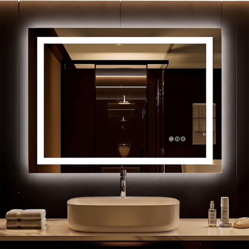36x28 LED Mirror for Bathroom, Lighted Vanity Mirror for Wall, Dimmable, Anti-Fog, Shatter-Proof - White