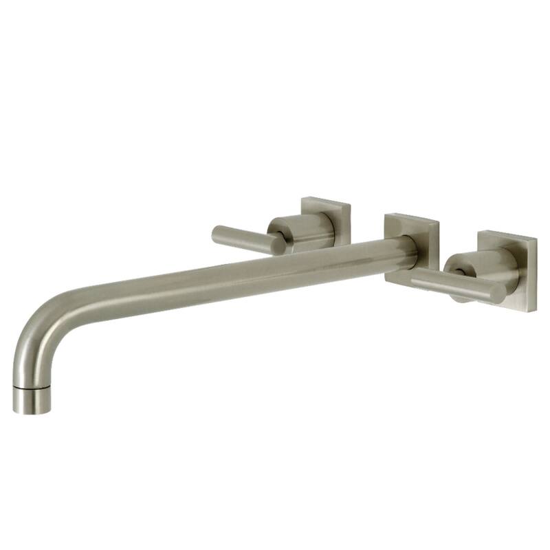 Kingston Brass Manhattan Wall Mounted Roman Tub Filler with Square - Brushed Nickel
