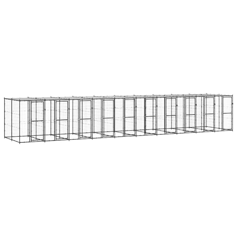 vidaXL Outdoor Dog Pen Pet Crate Kennel Cage Playpen House for Yard Steel