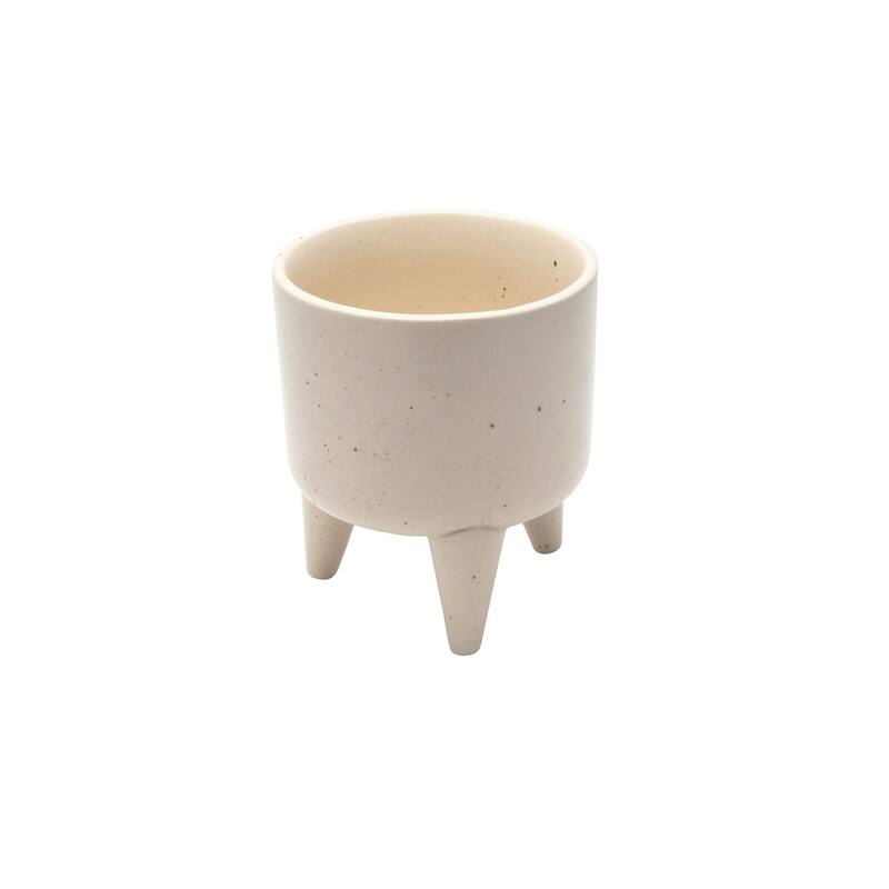 Lg. Ceramic Tripod Bowl Stone/Cream- A - CREAM