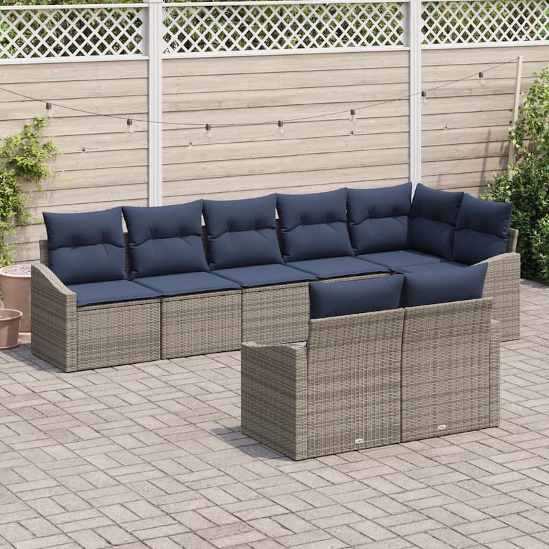 vidaXL 9 Piece Garden Sofa Set with Cushions - 113.6×48.6×27.2
