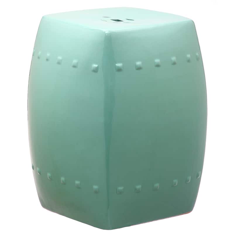 SAFAVIEH Siofra White Ceramic Decorative Garden Stool - Light Blue