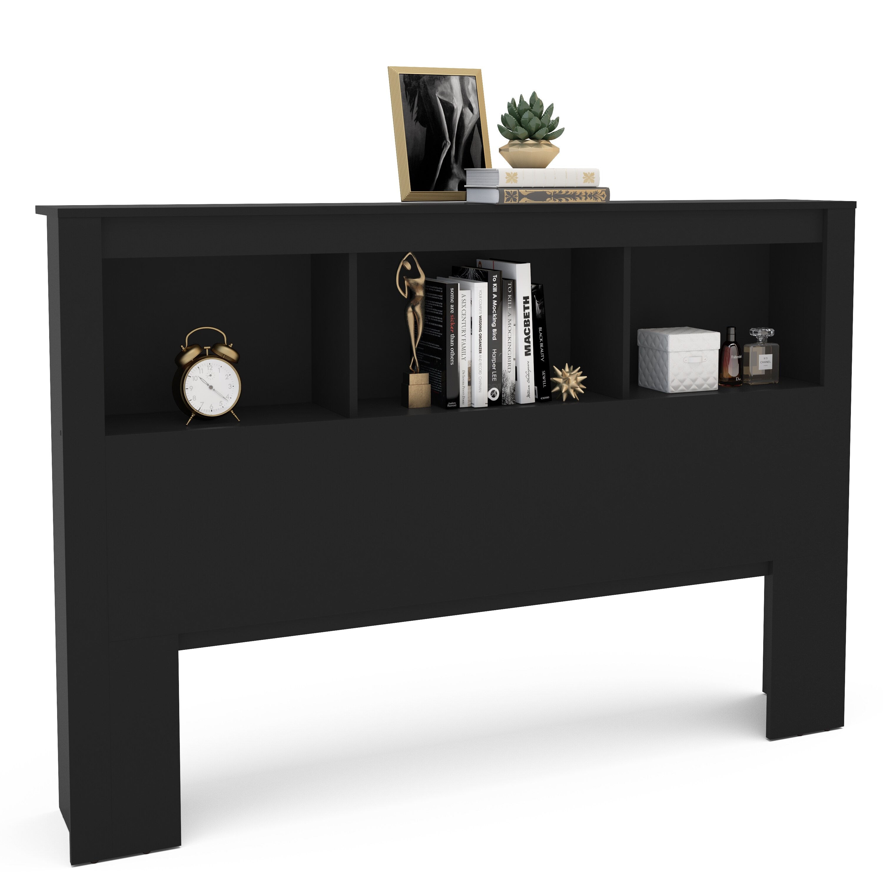 Black discount bookshelf headboard