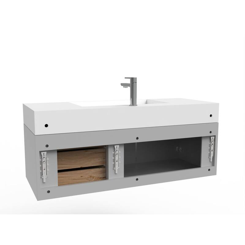 Amazon 48" Wall Mounted Bathroom Vanity Set with White Solid Surface Top