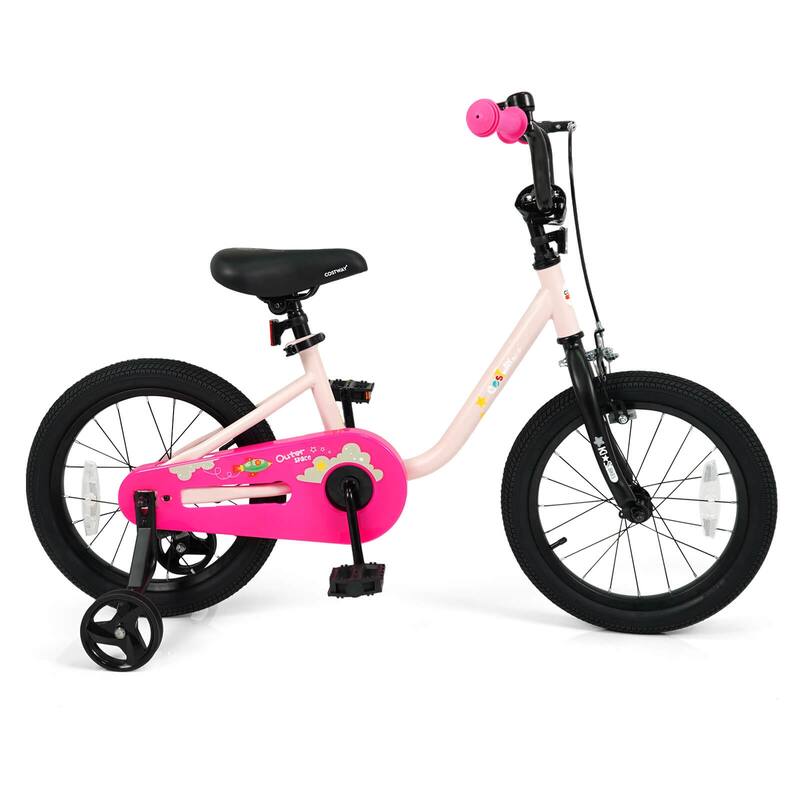 Costway 12-Inch Kids Bicycle with Adjustable Seat Front Handbrake & - See Details - Pink-16-Inch