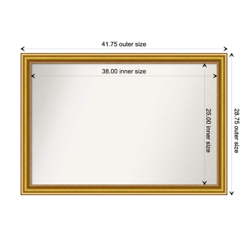 Townhouse Gold Framed Non-Beveled Custom Wall Mirror, Bathroom Vanity Mirror - Outer Size: 41.75 x 28.75