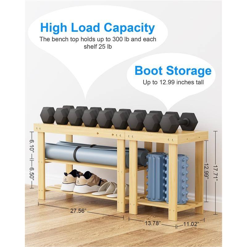 3 Tiers Entryway Shoe Storage Bench - 11.02"D x 41.33"W x 17.71"H