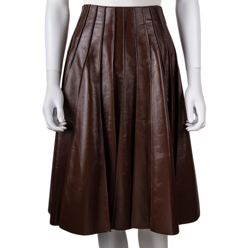 Bottega Veneta Pleated Leather Skirt - EU 38