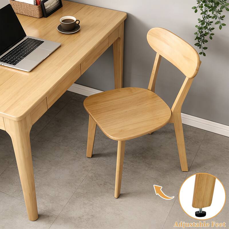 100% Solid Wood Dining Chairs Set of 2, Mid Century Modern Dining Chairs with Curved Backrest, for Dining Room