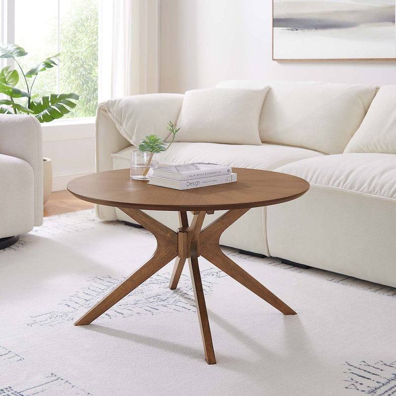 Crossroads 32" Round Wood Coffee Table - 32" x 32" - Walnut