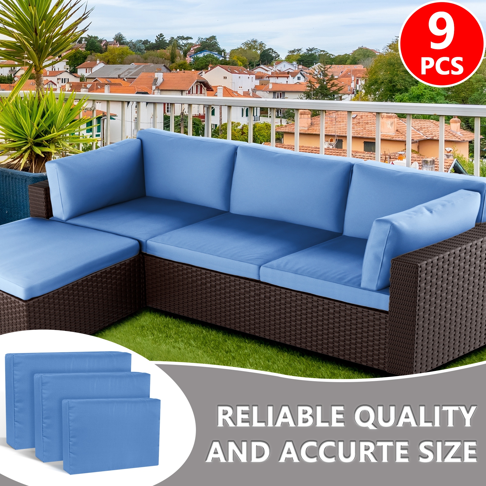 9 Pcs Patio Cushion Covers 24.5 x 24.5 Waterproof with Zipper Covers Only On Sale Bed Bath Beyond 39381411