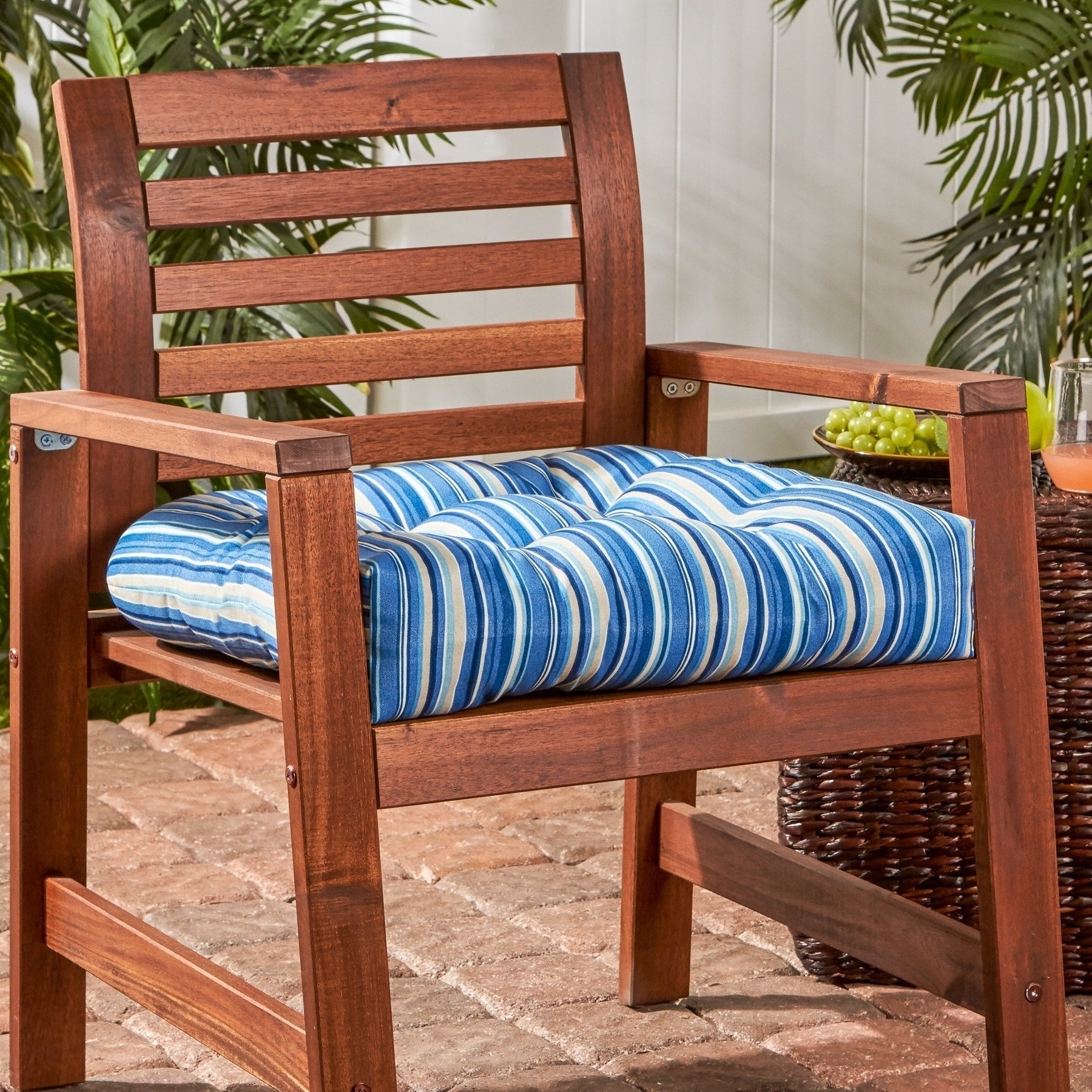 Coastal Stripe 20-inch Outdoor Chair Cushion by Greendale Home Fashions - 20w x 20l