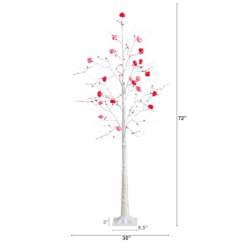 6-ft Pre-Lit Valentine's Day Twig Tree with 96 Heart Shaped LED Lights