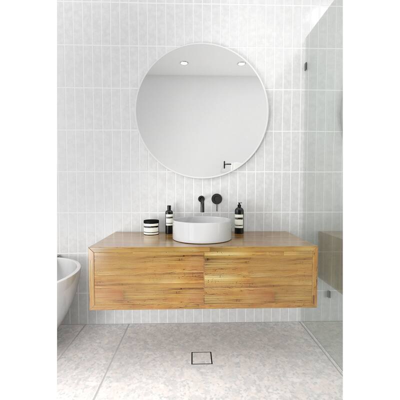Glass Warehouse Round 36" Stainless Steel Framed Mirror