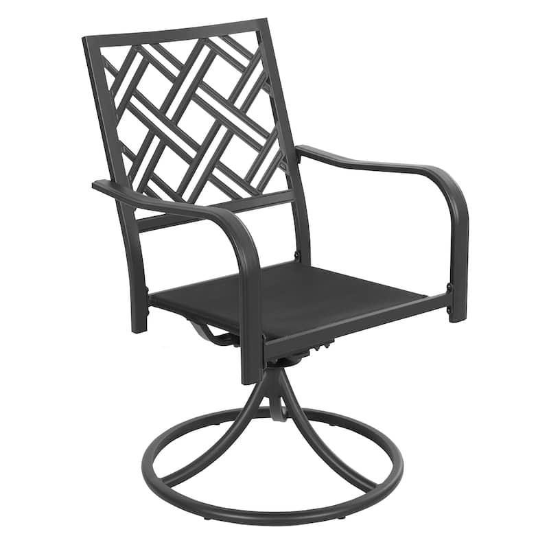 7PCS Metal Patio Dining Set with Umbrella Hole, Swivel Chairs with Cushions
