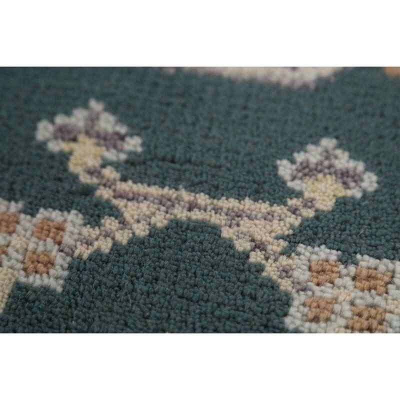 Green Oushak Indian Runner Rug Handmade Wool Carpet - 6'0" x 17'9"