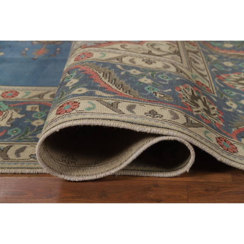 Blue Tabriz Persian Vintage Rug Handmade Wool Carpet - 9'7" x 13'0"