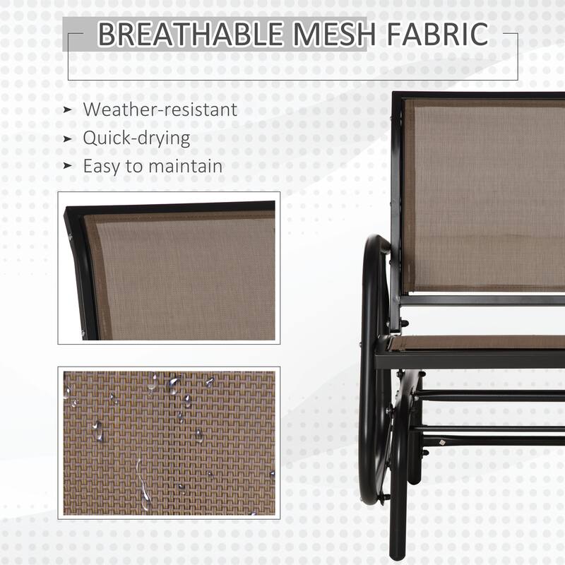 Outsunny Glider/Rocking Chair Set with Breathable Mesh Fabric, Curved Armrest