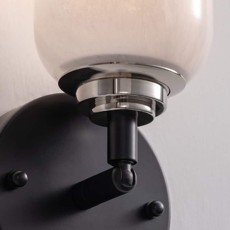 Vidalite Seren 1-Light Matte Black Rotatable Wall Sconce Light with Handmade Glass Shades, Modern Style Wall Lamp - 11" x 5"