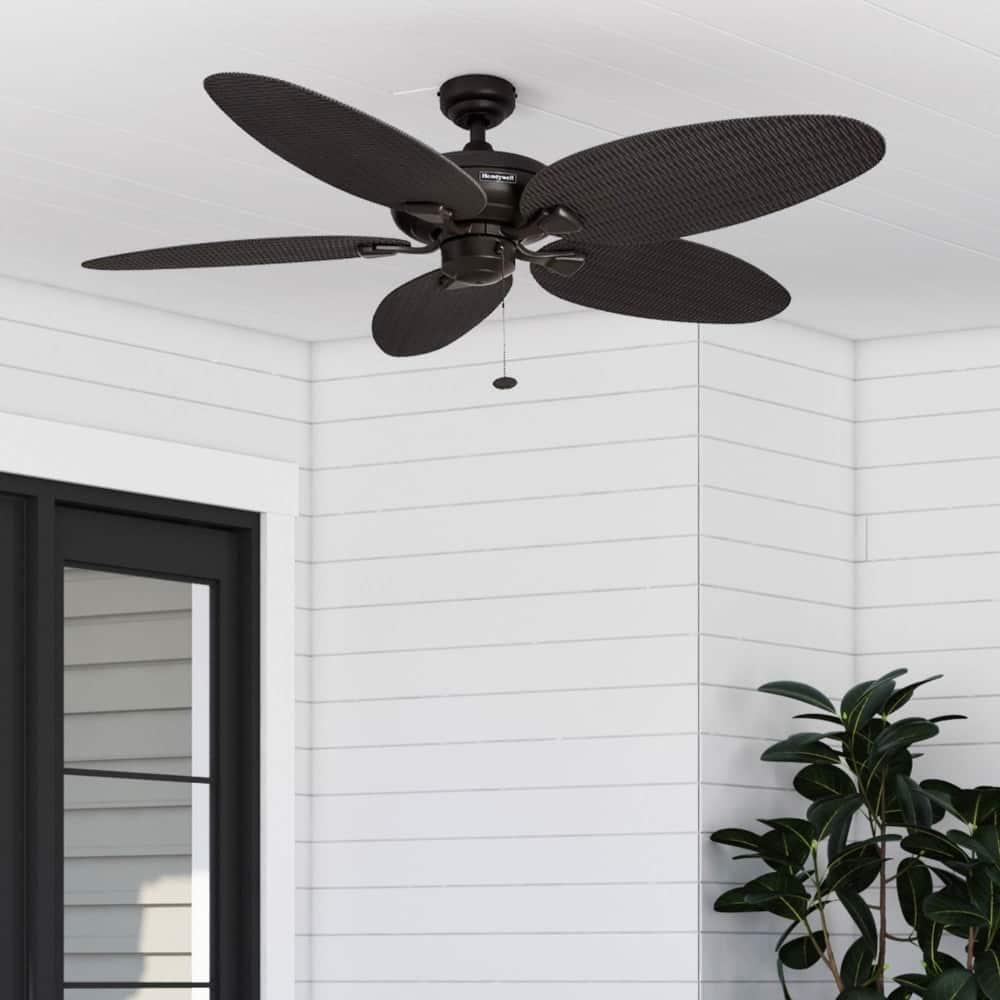52" Honeywell Duval Bronze Indoor/Outdoor Ceiling Fan with No Light, Pull Chain