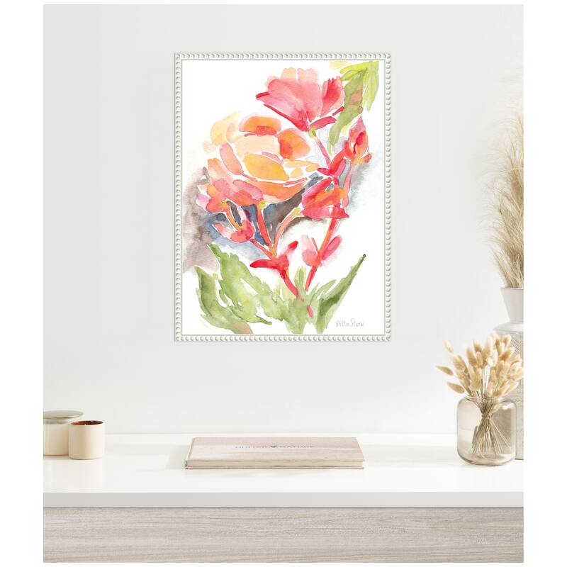 Kate and Laurel Sylvie Loose Orange Begonia Framed Canvas by Patricia Shaw