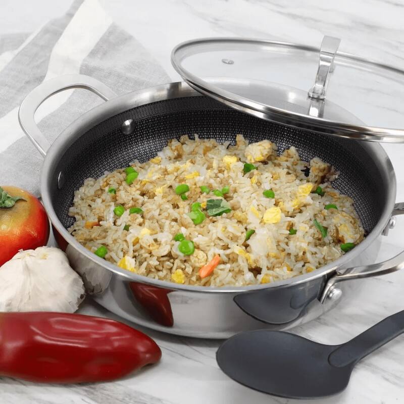 Better Chef 11-Inch 3-Ply Stainless Steel Nonstick Deep Fry Pan with Lid
