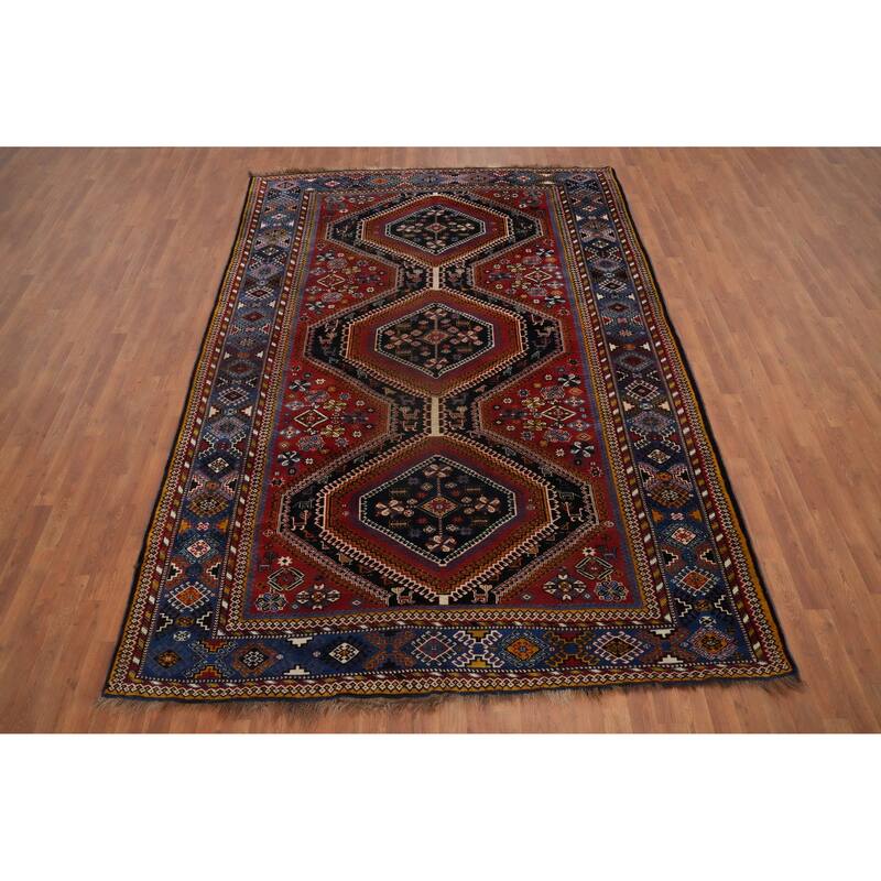 Hand Knotted Oriental 100% Wool Carpet Traditional Tribal Navy Blue & Blues Yalameh Area Rug - 10' 8'' X 7' 6''