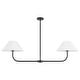preview thumbnail 9 of 14, 2-Light Modern Black/Gold Linear Fabric Cone Large Pendant Light for Kitchen Island