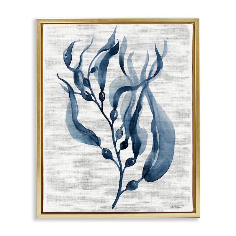 Stupell Delicate Waving Herb Leaves Framed Floater Canvas Wall Art Design By Carol Robinson - 17 x 21 - Gold