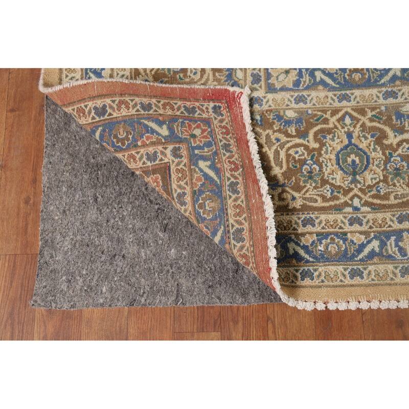 Traditional Mashad Vintage Persian Area Rug Handmade Wool Carpet - 9'7" x 12'5"