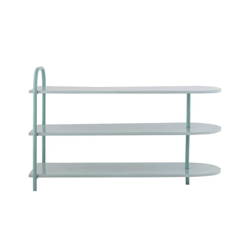 happimess Modern 24" 9-Pair 3-Tier Iron Curved Decker Shoe Rack