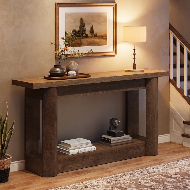 63-Inch Farmhouse Console Table for Entryway, 2-Tier Storage - 62.99" W x 11.81" D x 31.5" H
