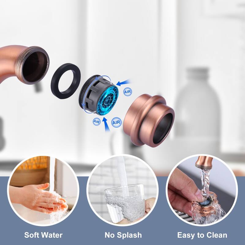 WOWOW Double Handle Bridge Kitchen Faucet with Side Sprayer