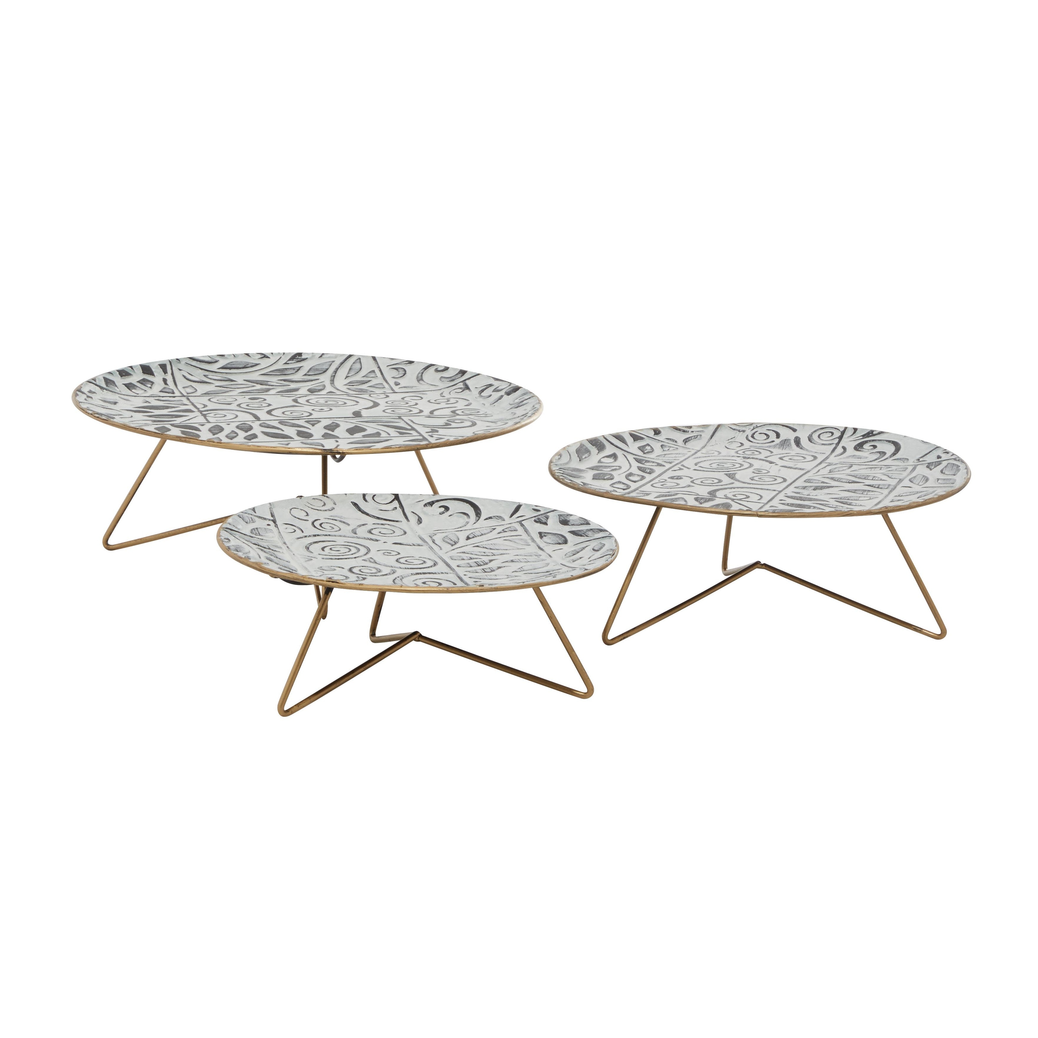 Metal Cake Stand - Set of 3 White - Roche River Decor