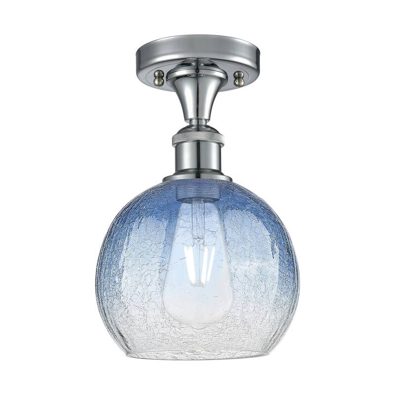 Innovations Lighting 516-1C-11-8 Brookhaven Globe Semi-Flush - Polished Chrome / Sapphire Blue