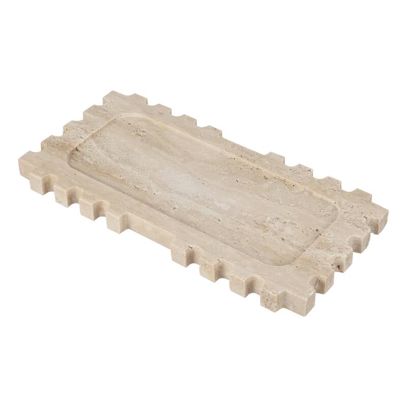 SAFAVIEH Home Lulu Tan Travertine Tray - 12.1"W x 6.1"D x 0.8"H