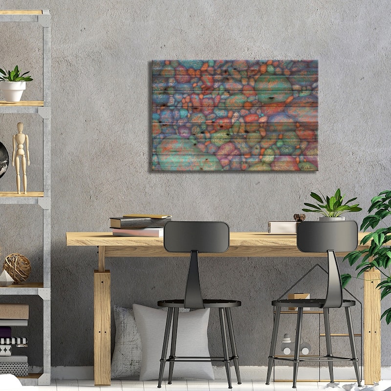 A Few Red Fancy Rocks Print On Wood by Nancy Eckels - Multi-Color