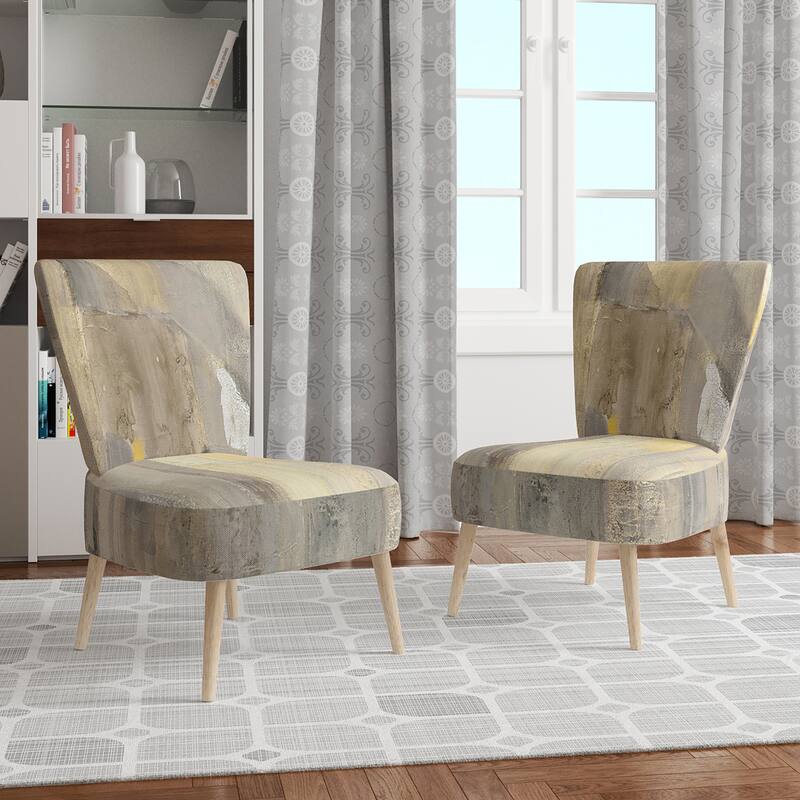 Designart "Gold Square Watercolor" Upholstered Glam Accent Chair - Arm Chair