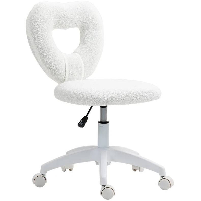 Heart Shape Office Chair Swivel Wheels Adjustable Height Plush Fabric