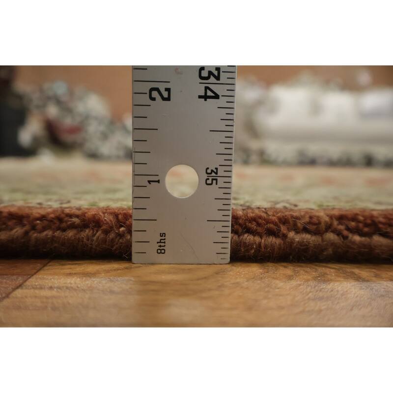 Hand Knotted Oriental 100% Wool Carpet Traditional All-Over Oranges & Rust Agra Runner Rug - 9' 6'' X 3' 0''