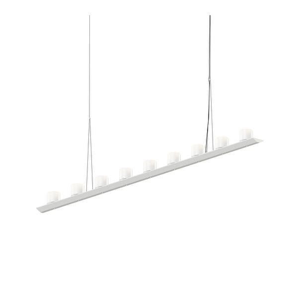 slide 2 of 3, Sonneman Lighting Votives 18-light Satin White LED Bar Pendant, Large Clear Etched Crystal Shade