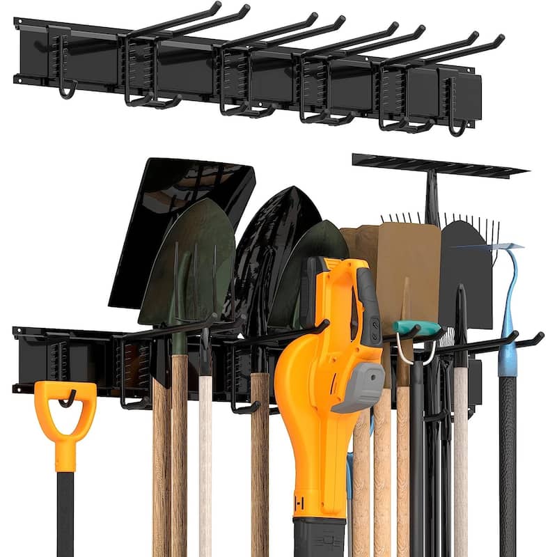 Sttoraboks Wall Mounted Garage Tool Storage Rack Garage Storage Organizer Rack with double hooks and rails - 51inch 3 panels+8 hooks