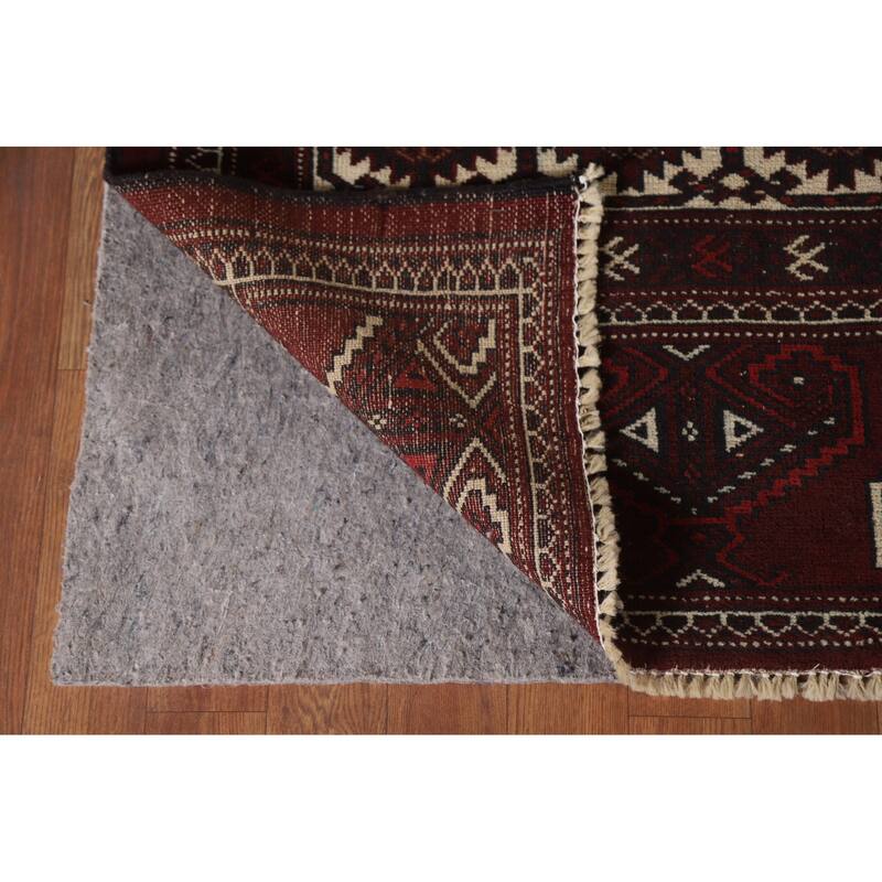 Hand Knotted Oriental 100% Wool Carpet Traditional Geometric Red Bokhara Area Rug - 11' 9'' X 7' 2''