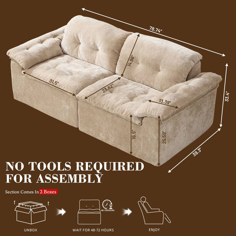 Rossetta Modular Design Cushioned Modular Chenille Fabric Sleeper Loveseat Sofa