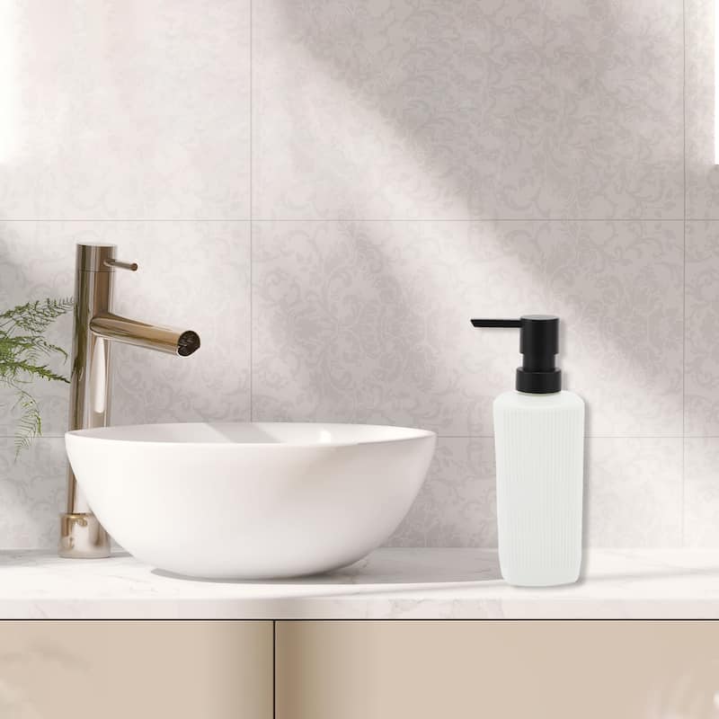 Vertical Lines Classic Soap Pump Dispenser for Hotels 350ml 1 Pcs - Black White