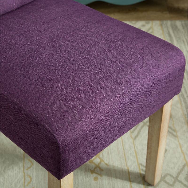 Set of 2 Upholstered Chair Dining Chair with Button Tufted Backrest, Reception Chair Purple Accent Chair with Wood Frame