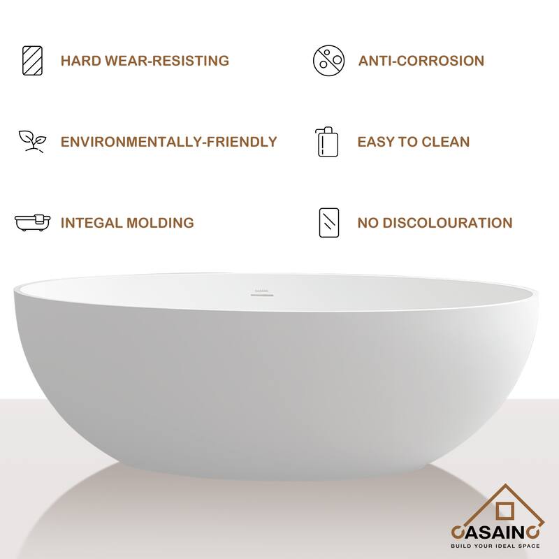 67 in. Composite Flatbottom Non-whirlpool Bathtub in White
