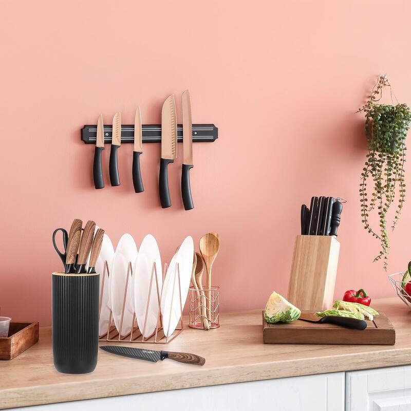 Kitchen Knife Set with Block, 6 Pcs Stainless Steel Knife Block Set