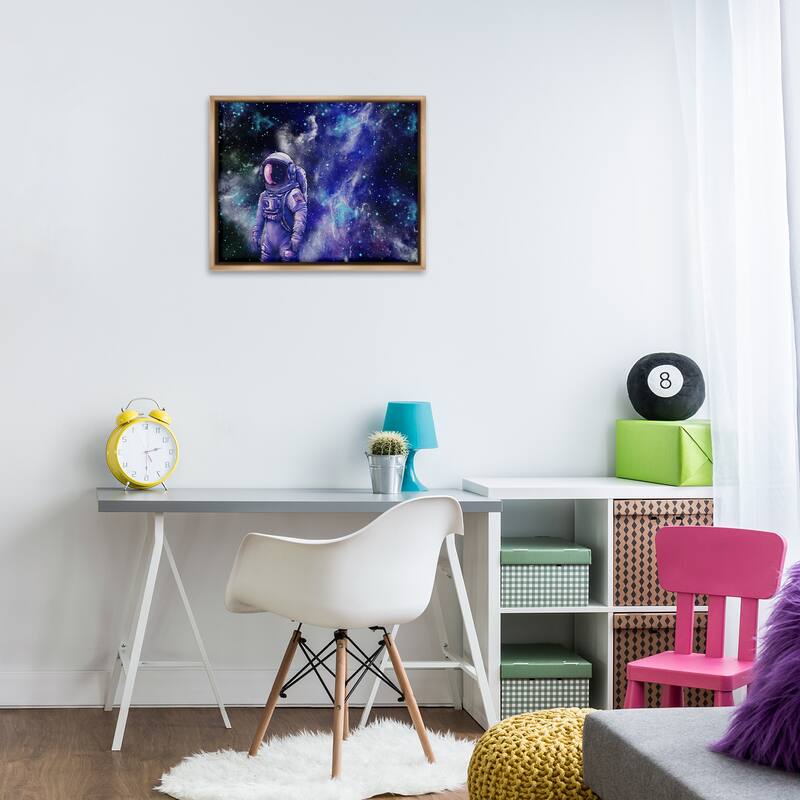 Stupell Astronaut with Blue Nebula Framed Floater Canvas Wall Art Design By Jesse Keith